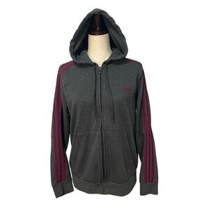 Adidas Essentials Fleece 3 Stripes Full Zip Hoodie Gray Girls Youth XL 14 / 16